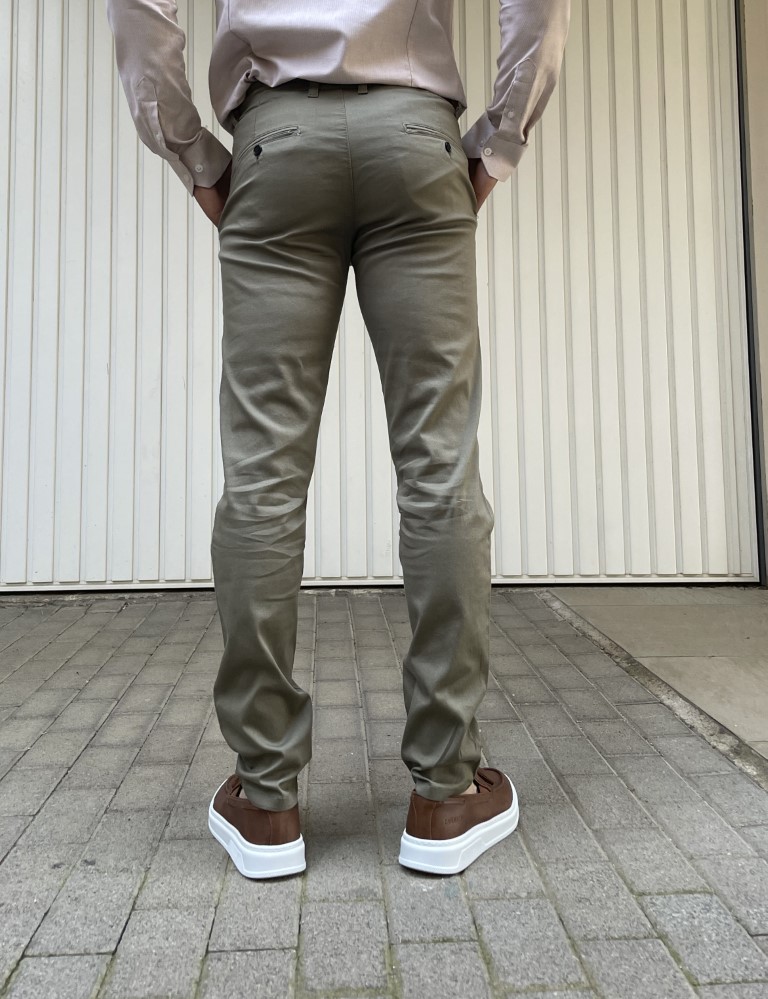 Ανδρικό χακί υφασμάτινο Chinos παντελόνι Ben Tailor 0285K φωτογραφία